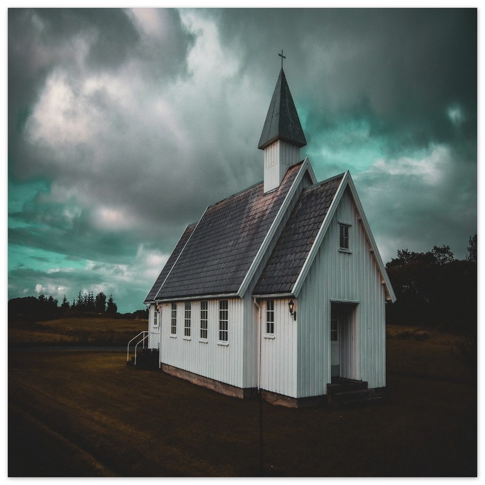 Mysterious Church in Blue Light – Photographic Art Print