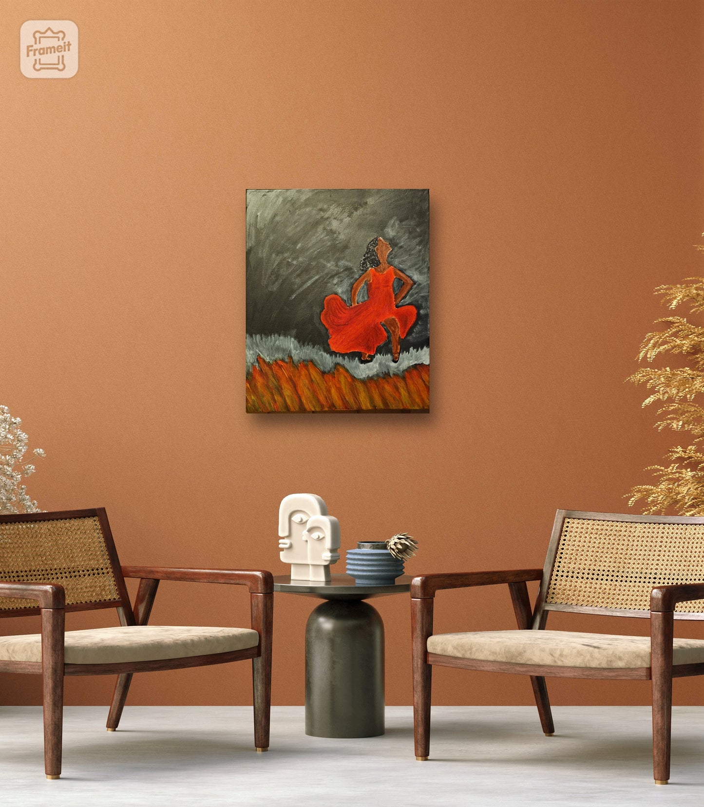 flamenco painting on canvas. Hand painted canvas wall art of sensual woman art. can be a nice dance teacher gifts or sexual home decor.