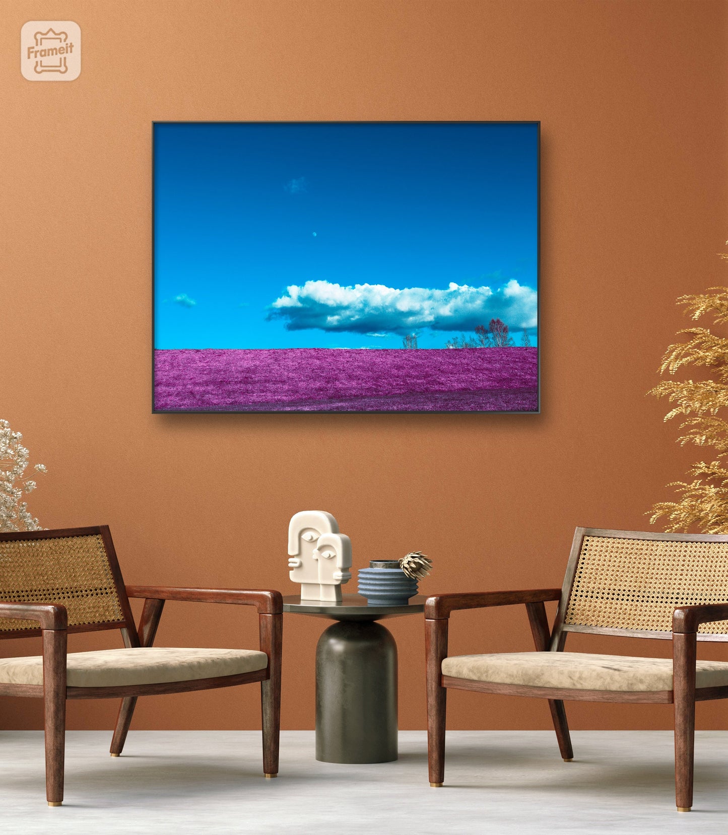 Dream Landscape – Blue Sky and Pink Meadow Poster