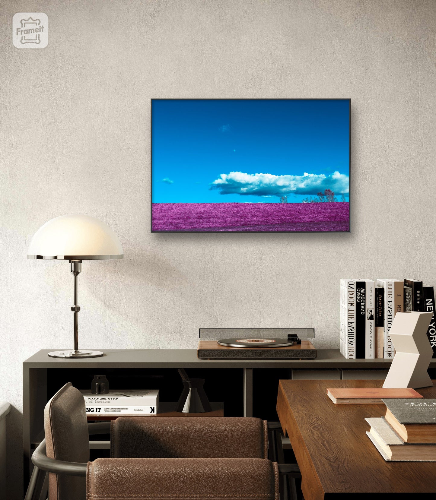 Dream Landscape – Blue Sky and Pink Meadow Poster