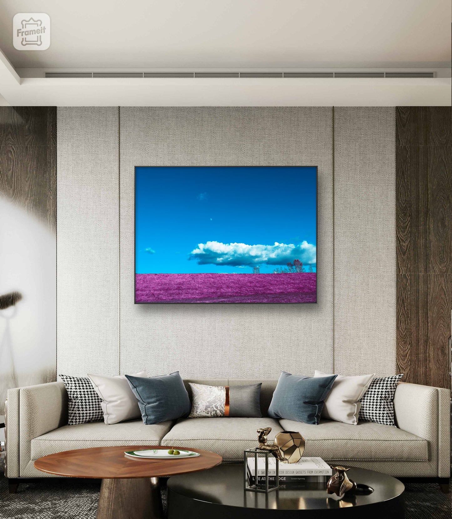 Dream Landscape – Blue Sky and Pink Meadow Poster