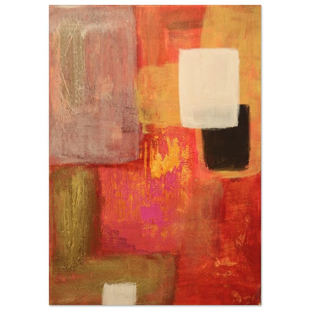 Abstract Red & Gold Art – Modern Poster with Geometric Blocks