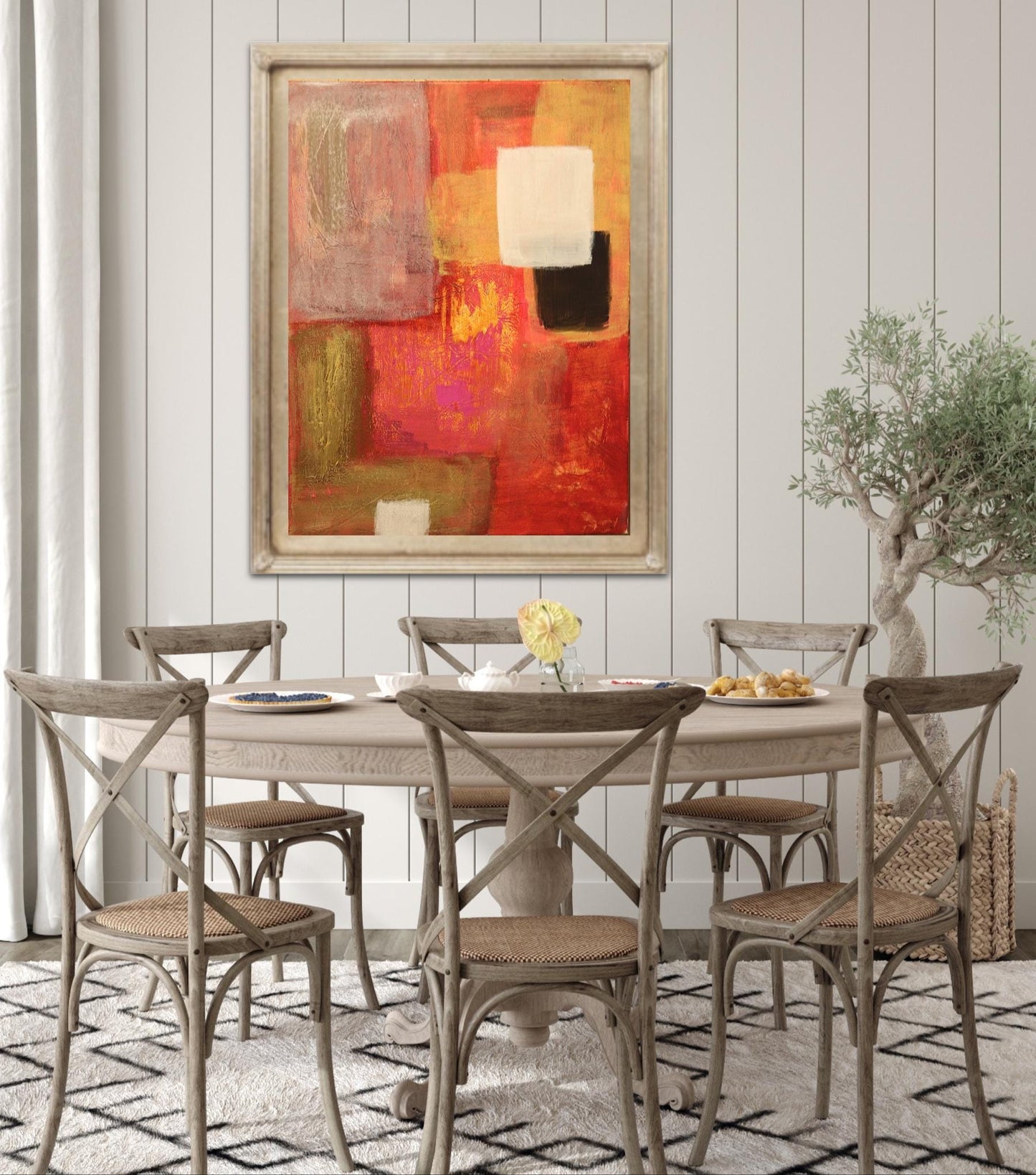 Abstract Red & Gold Art – Modern Poster with Geometric Blocks