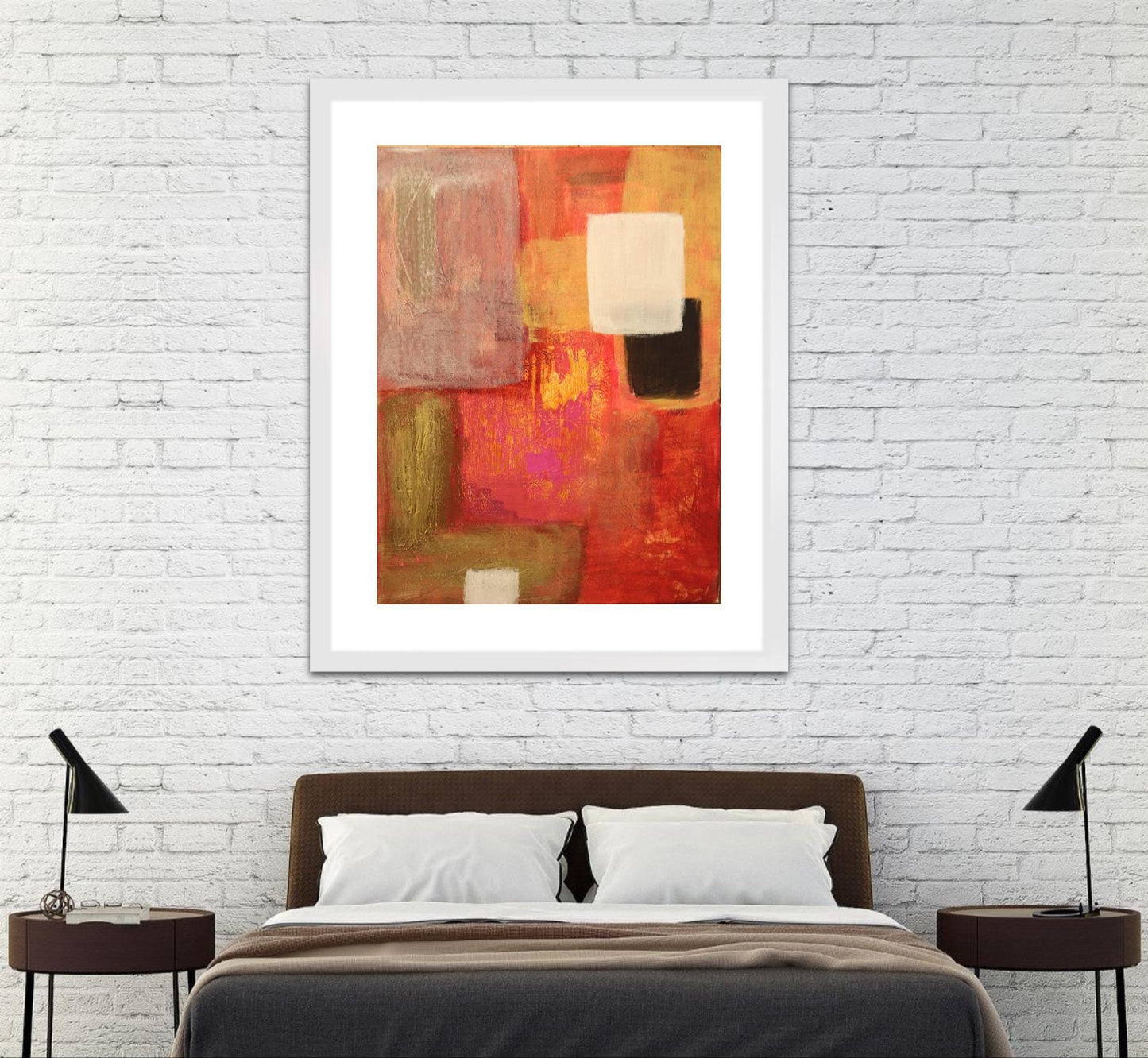 Abstract Red & Gold Art – Modern Poster with Geometric Blocks