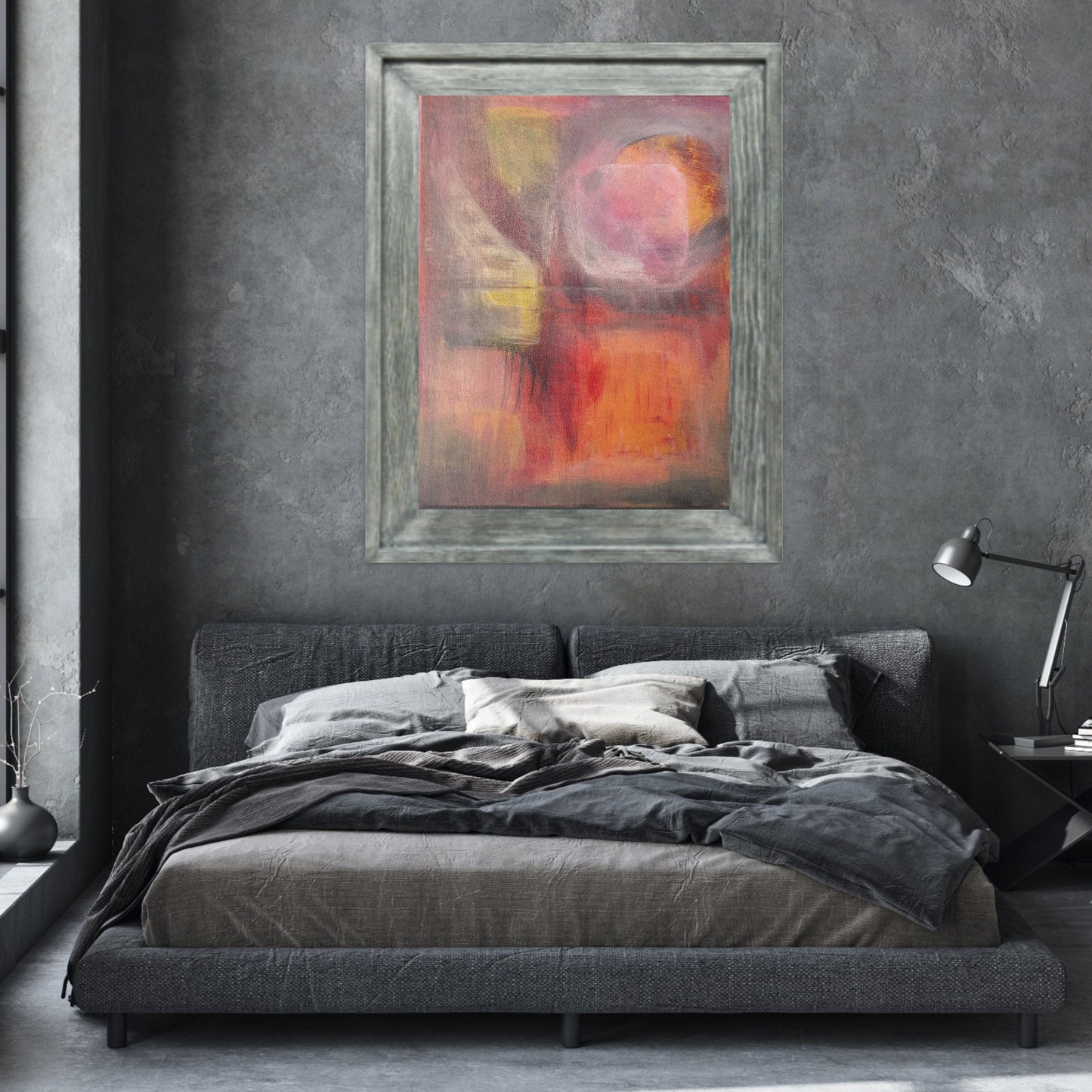 Vibrant Red and Yellow Abstract Art Poster