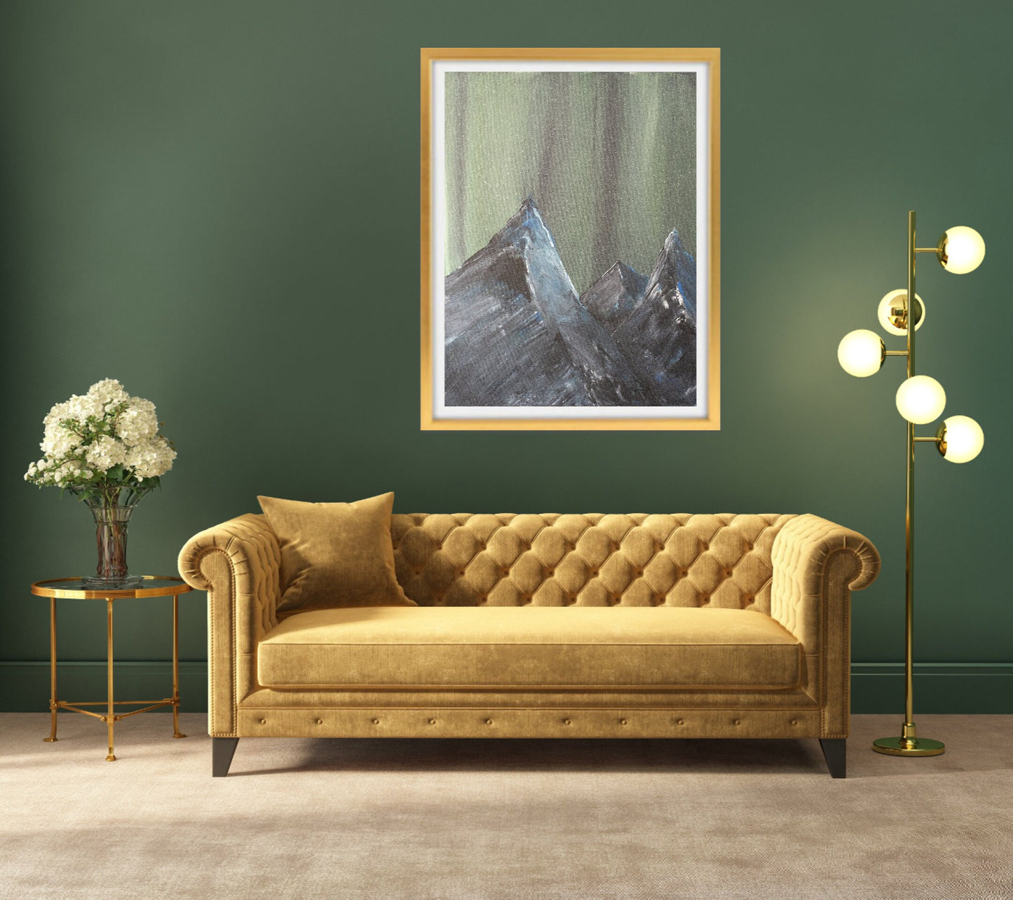 Northern Lights & Mountains Poster - Quality Matte Art