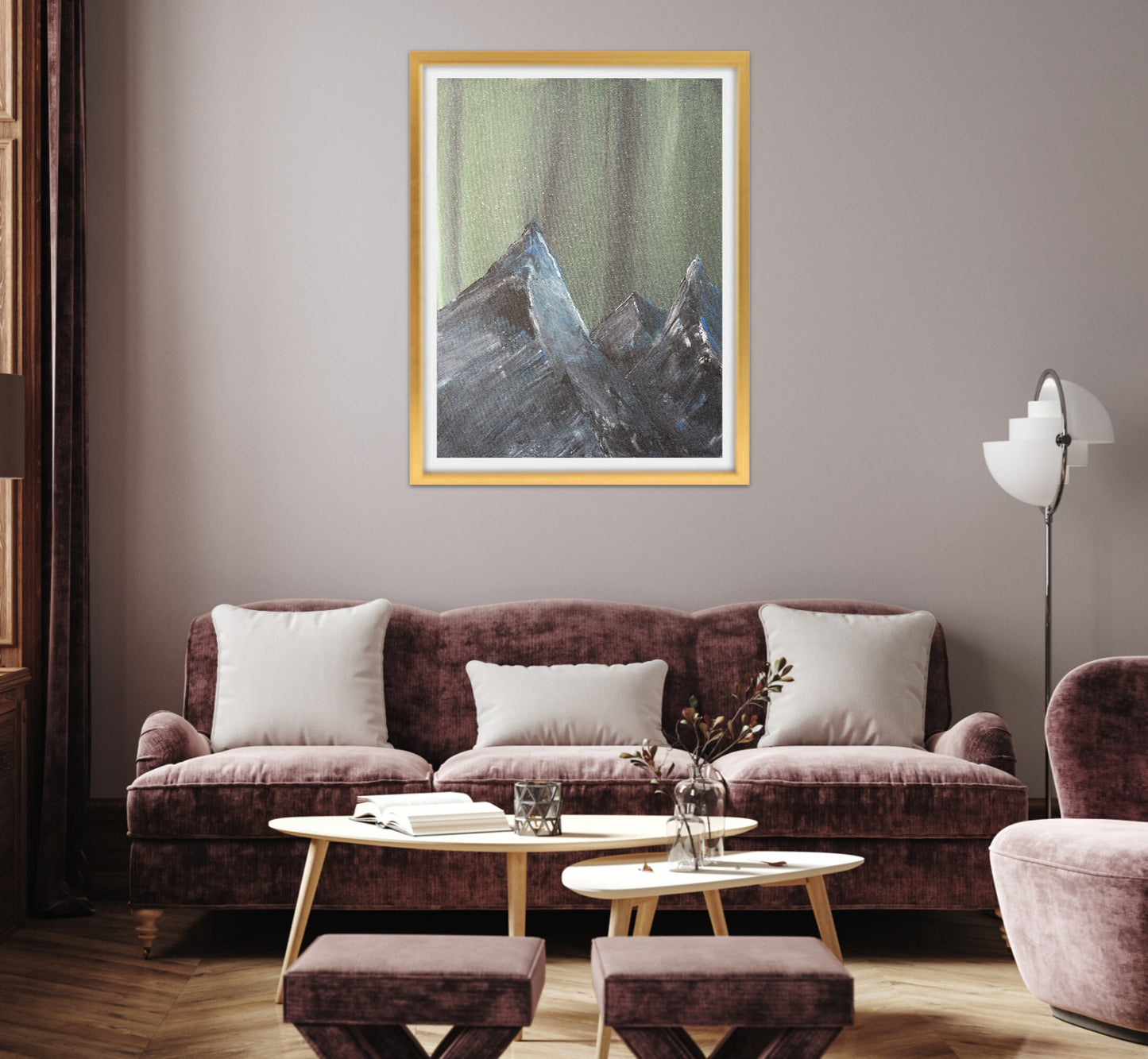 Northern Lights & Mountains Poster - Quality Matte Art