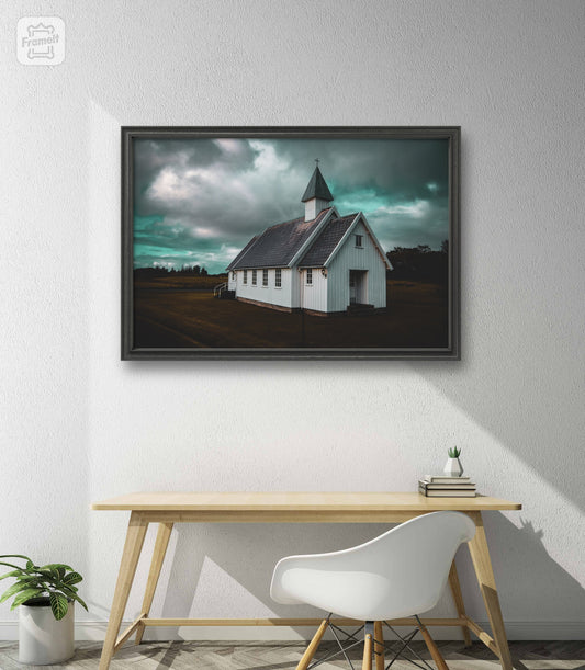 Mysterious Church in Blue Light – Photographic Art Print