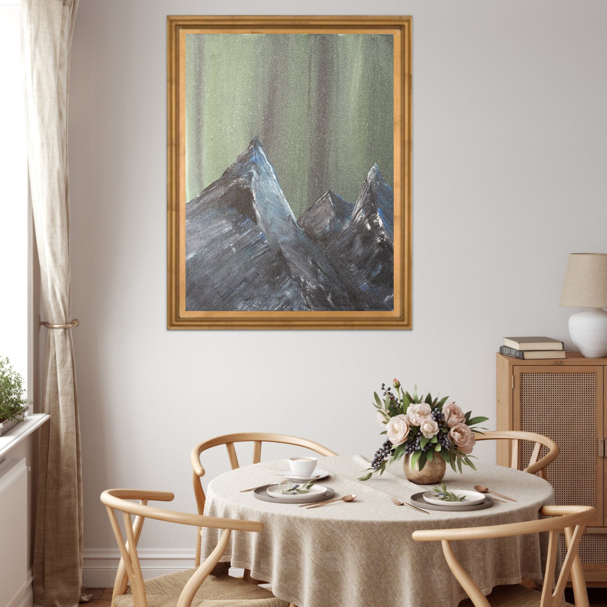 Northern Lights & Mountains Poster - Quality Matte Art